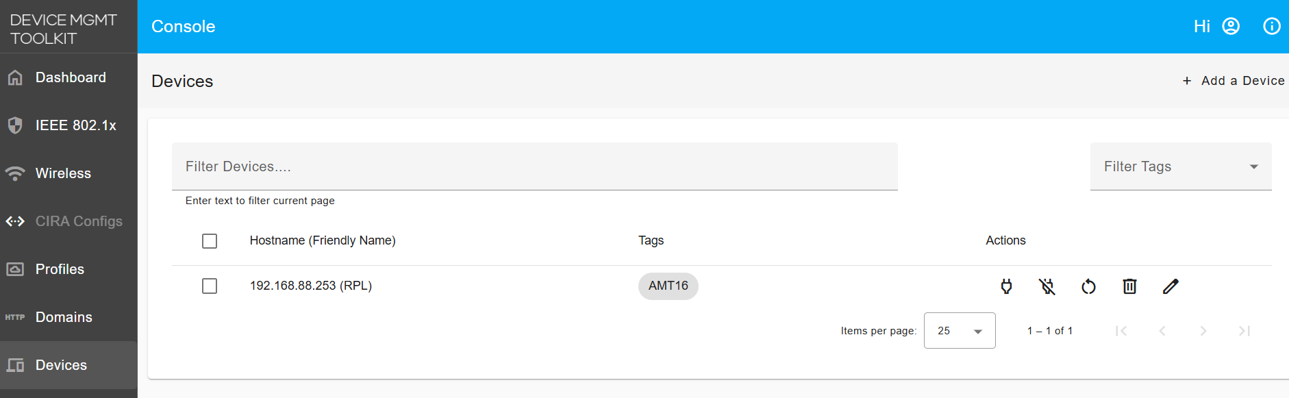 Figure 1: Devices Tab